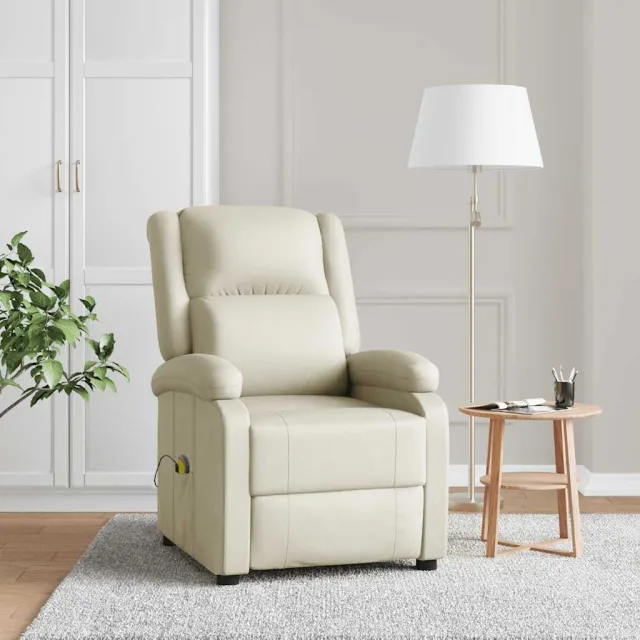 vidaXL Massagestoel kunstleer crèmewit, foto 2