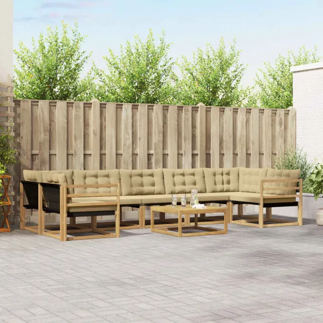 vidaXL Buiten bankenset 8 st 7-zits Wit en Beige Bruin