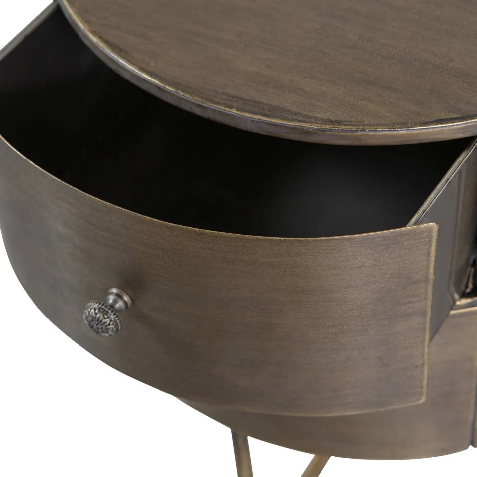 WOOOD Glossy rond kastje antique brass, foto 5
