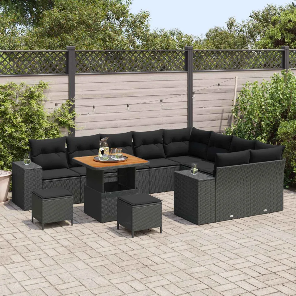 vidaXL Tuin Sofa Set 12 st Zwart poly rattan, foto 3
