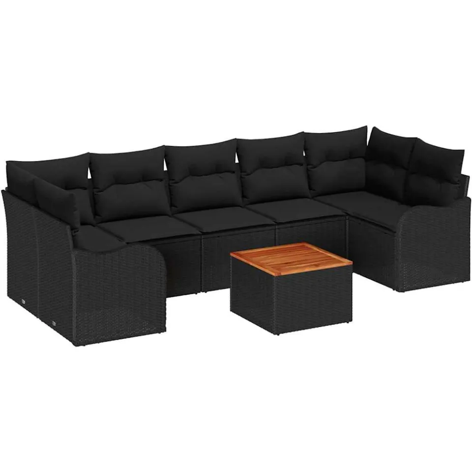 vidaXL Tuinbankenset 8 st Zwart poly rattan