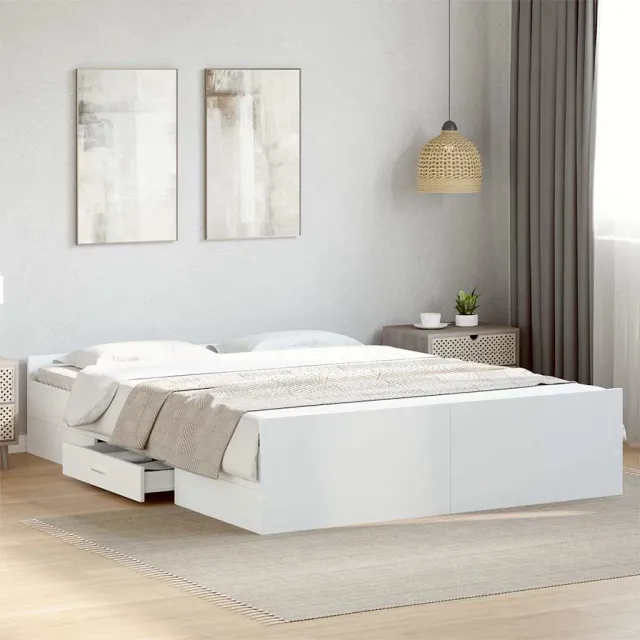 vidaXL Bedframe met lades bewerkt hout wit 160x200 cm