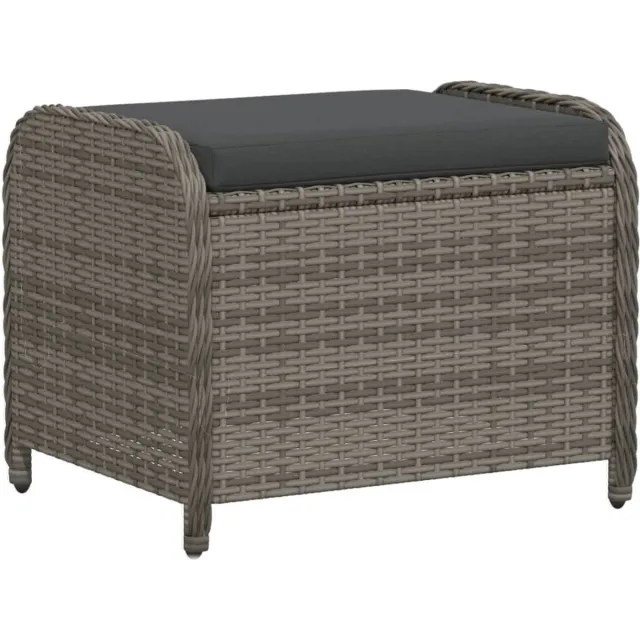 vidaXL Tuinkruk - met - kussen - 58x46x46 - cm - poly - rattan - grijs