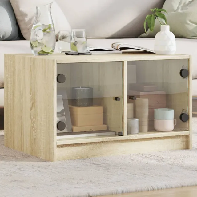 vidaXL Salontafel met glazen deuren 68x50x42 cm sonoma eikenkleurig, foto 2