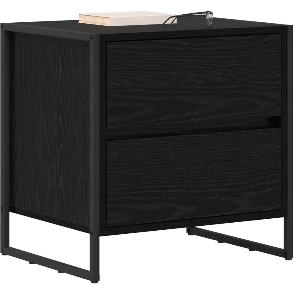 vidaXL Nachtkastje 2 st Zwart Eiken 50 x 39,5 x 50 cm Bewerkt hout