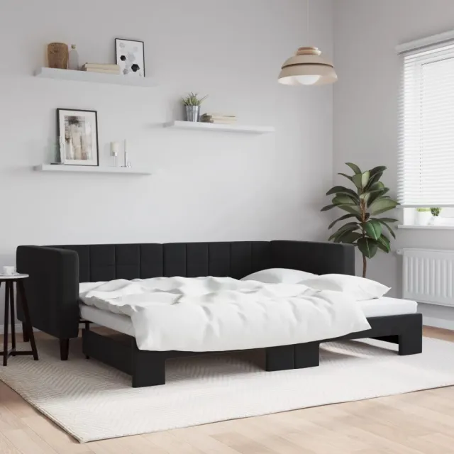 vidaXL Slaapbank met onderschuifbed 90x190 cm fluweel zwart