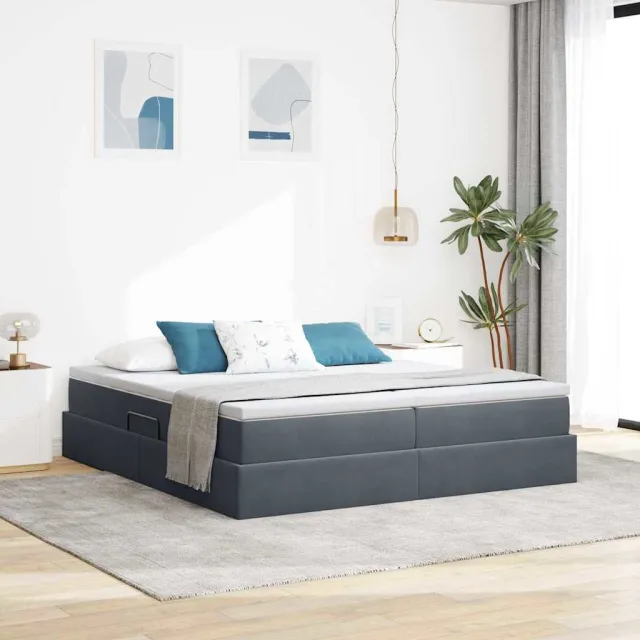 vidaXL Opbergbed met matras Donkergrijs 180 x 200 cm Fluweel