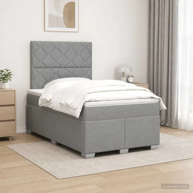 vidaXL Boxspringbed met matras Lichtgrijs 120 x 200 cm Stof