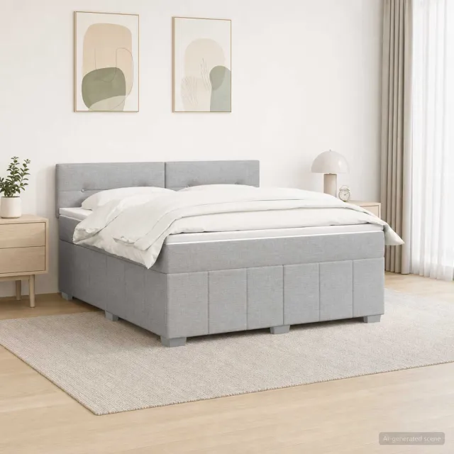vidaXL Boxspringbed met matras Lichtgrijs 140 x 190 cm Stof