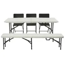 Central Park Tuintafel Party Inklapbaar 6 Personen Wit 180x75cm, foto 4