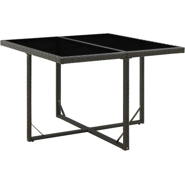 vidaXL Tuintafel 109x107x74 cm poly rattan en glas zwart