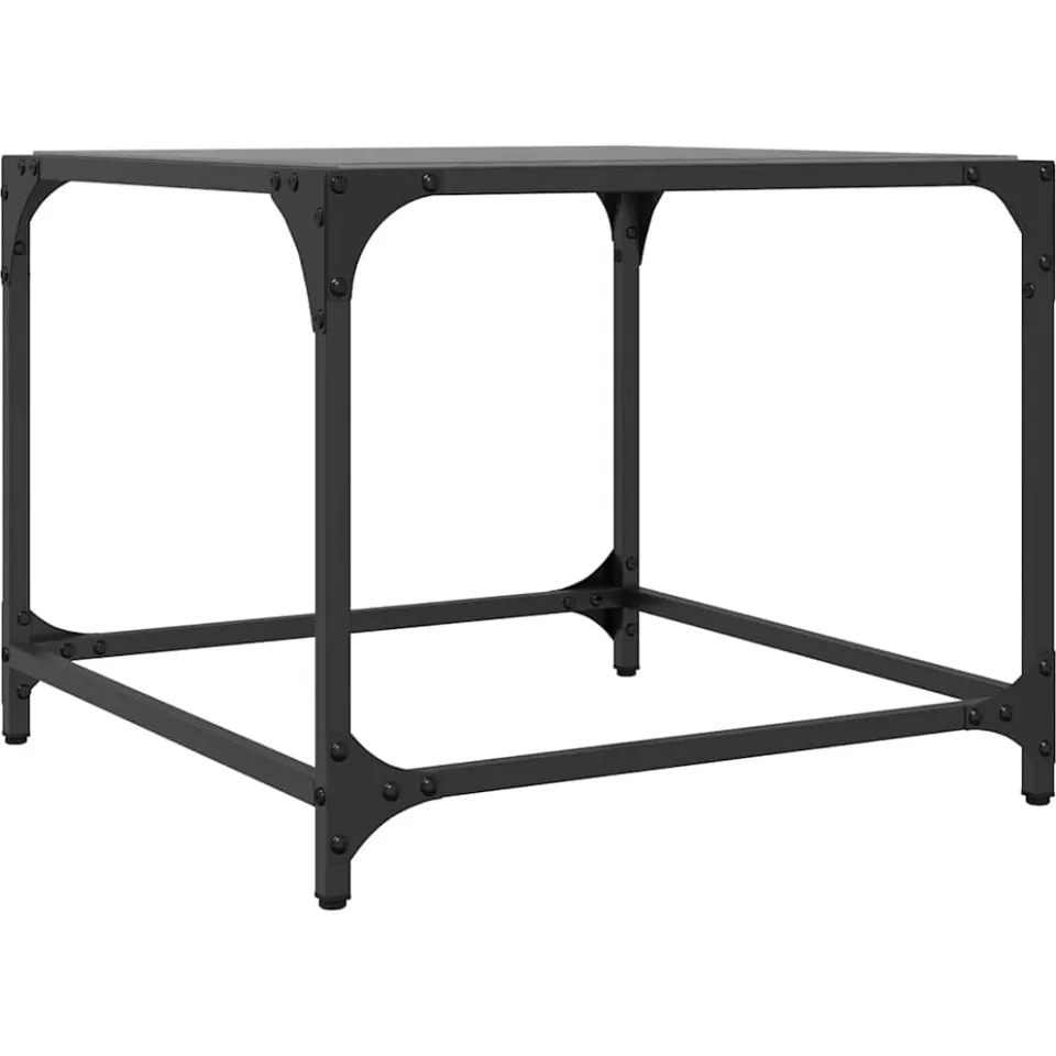 vidaXL Salontafels 2 st met zwart glazen blad 50x50x40 cm staal