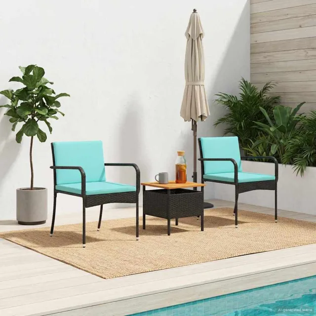 vidaXL Tuinset Zwart poly rattan, foto 2