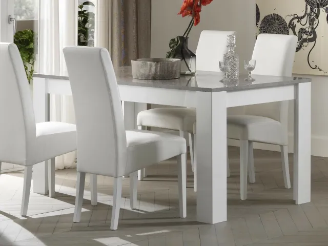 Mobistoxx MADONNA eettafel hoogglans wit beton