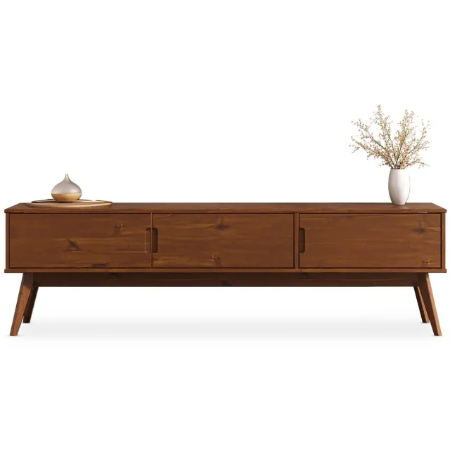 IDIMEX Lowboard TIVOLI 180 cm van massief hout – afwerking in kastanjebruin