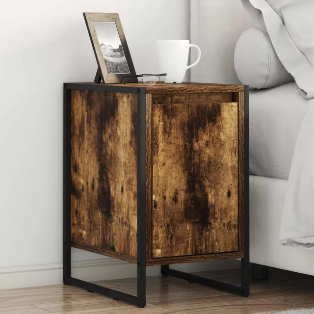vidaXL Nachtkastje 2 st Gerookt eiken 39,5 x 30 x 50 cm Bewerkt hout, foto 2