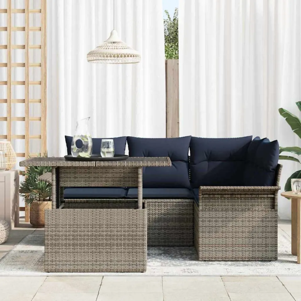 vidaXL Tuin Sofa Set 5 st Grijs [Synthetisch]: Poly Rattan, foto 3