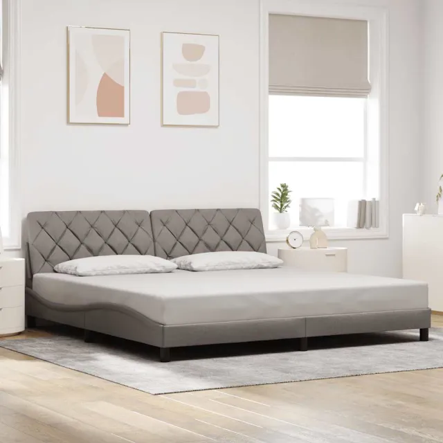 vidaXL Bedframe zonder matras stof taupe 200x200 cm
