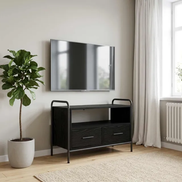 vidaXL Tv-meubel 67,5 x 33 x 50 cm Zwart eiken Bewerkt hout