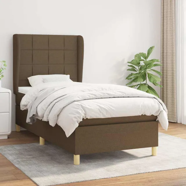 vidaXL Boxspring met matras stof donkerbruin 100x200 cm bruin