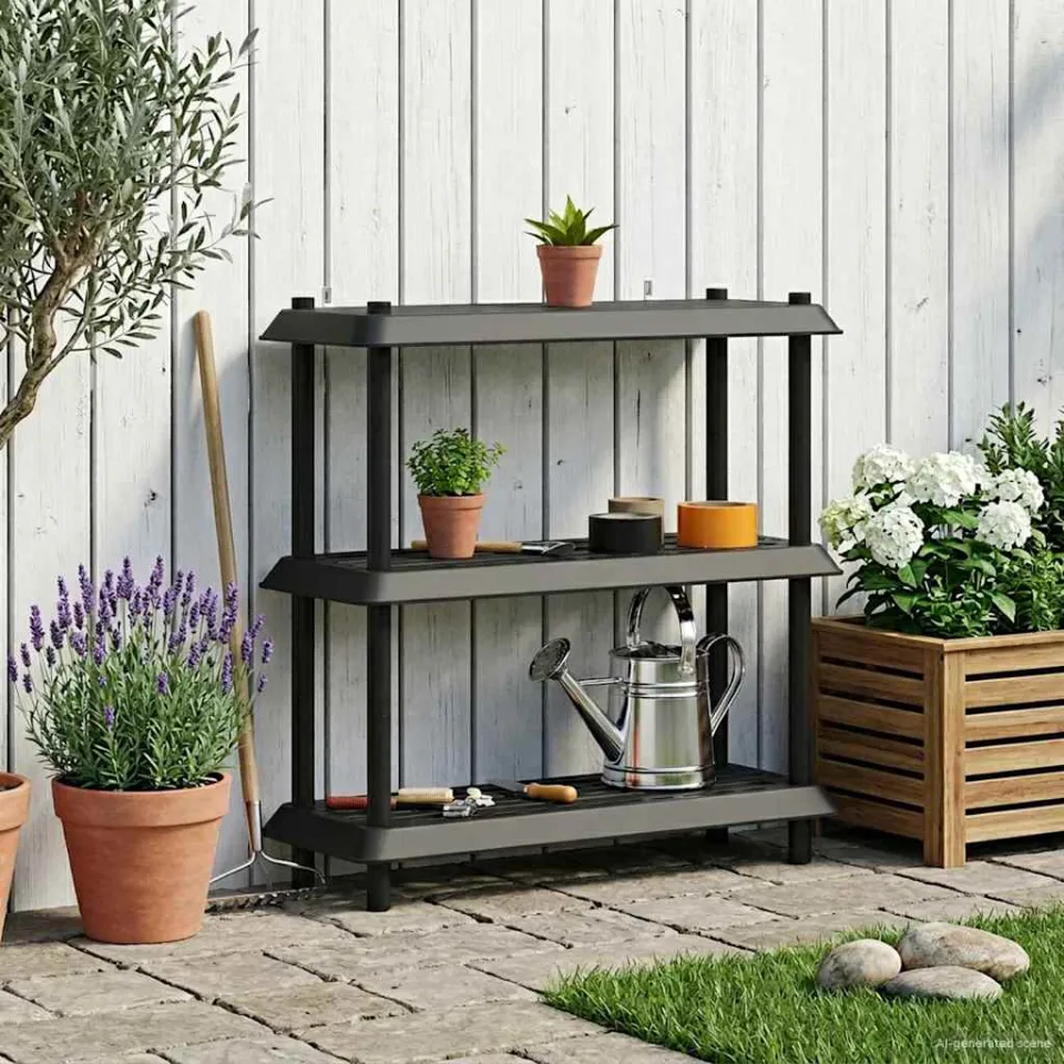 vidaXL Plankenunit 3-laags 100 x 40 x 96 cm PP Antracietkleurig, foto 4
