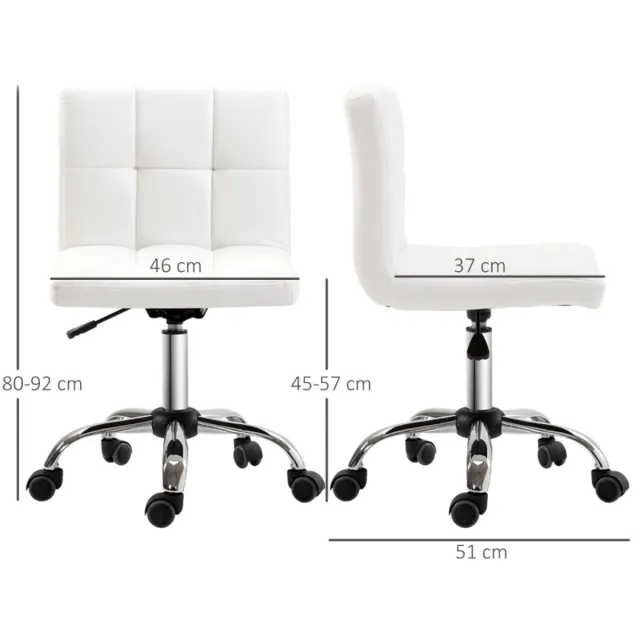 MODENUIT Bureaustoel 46 x 51 x 80-92 cm - Hoogteverstelbaar En Draaibaar - Voor Kantoor - Kunstleer - Wit