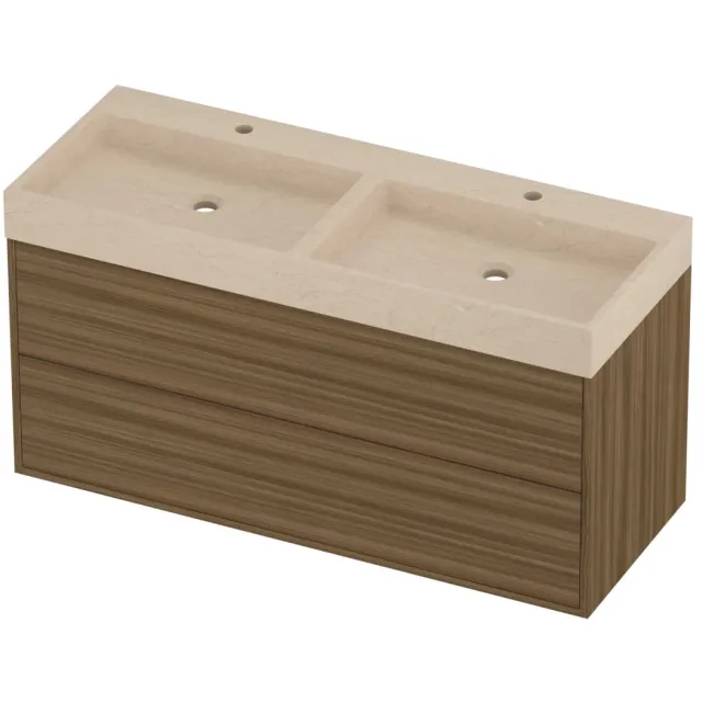 Proline Evoli Badmeubelset Hardsteen Loft Symmetrisch 120x46x62 cm Sand Stone Caramel Walnut Houtlook
