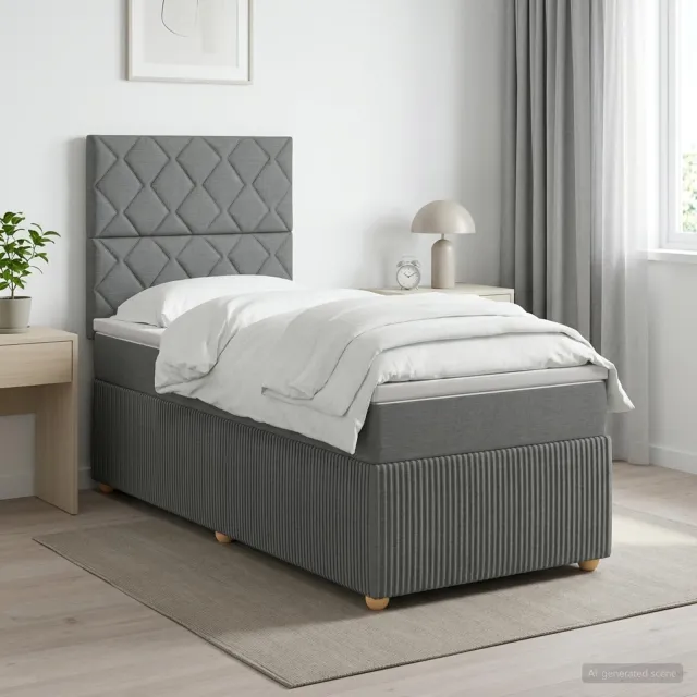 vidaXL Boxspringbed met matras Donkergrijs 100 x 200 cm Stof