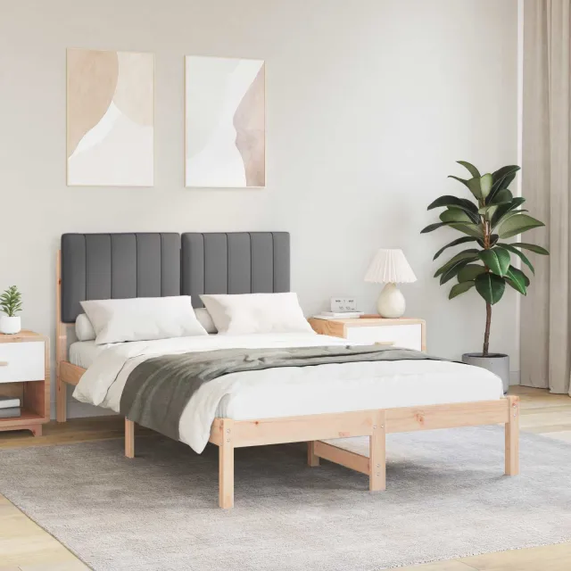 vidaXL Bedframe met Gevoerd Hoofdgedeelte Donkergrijs 120 x 190 cm