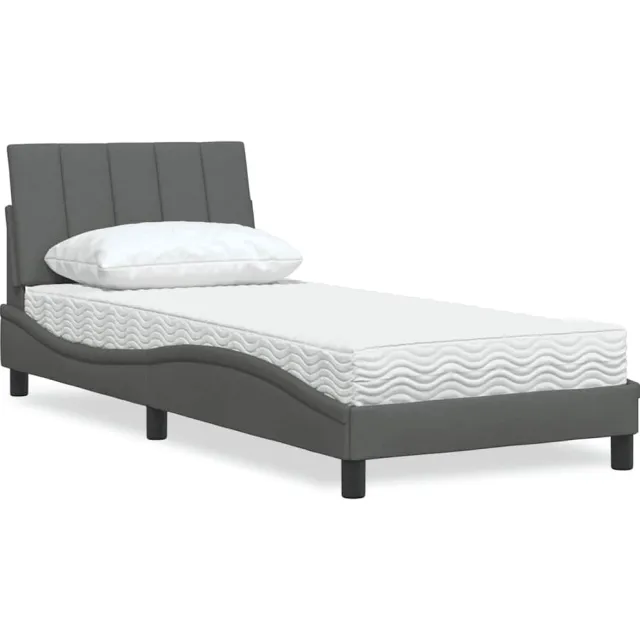 vidaXL Bed met matras "Hanko" stof donkergrijs 90x200 cm