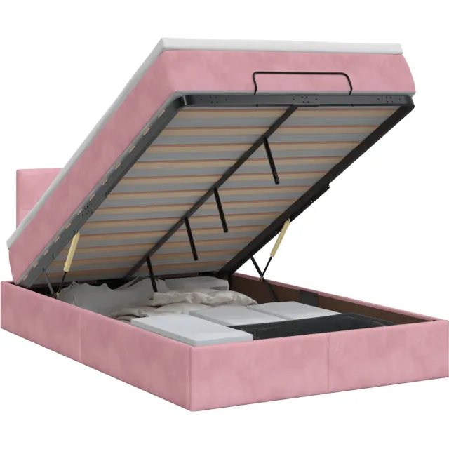 vidaXL Ottoman bed met matras met hoofdeinde Roze 120 x 200 cm Fluweel