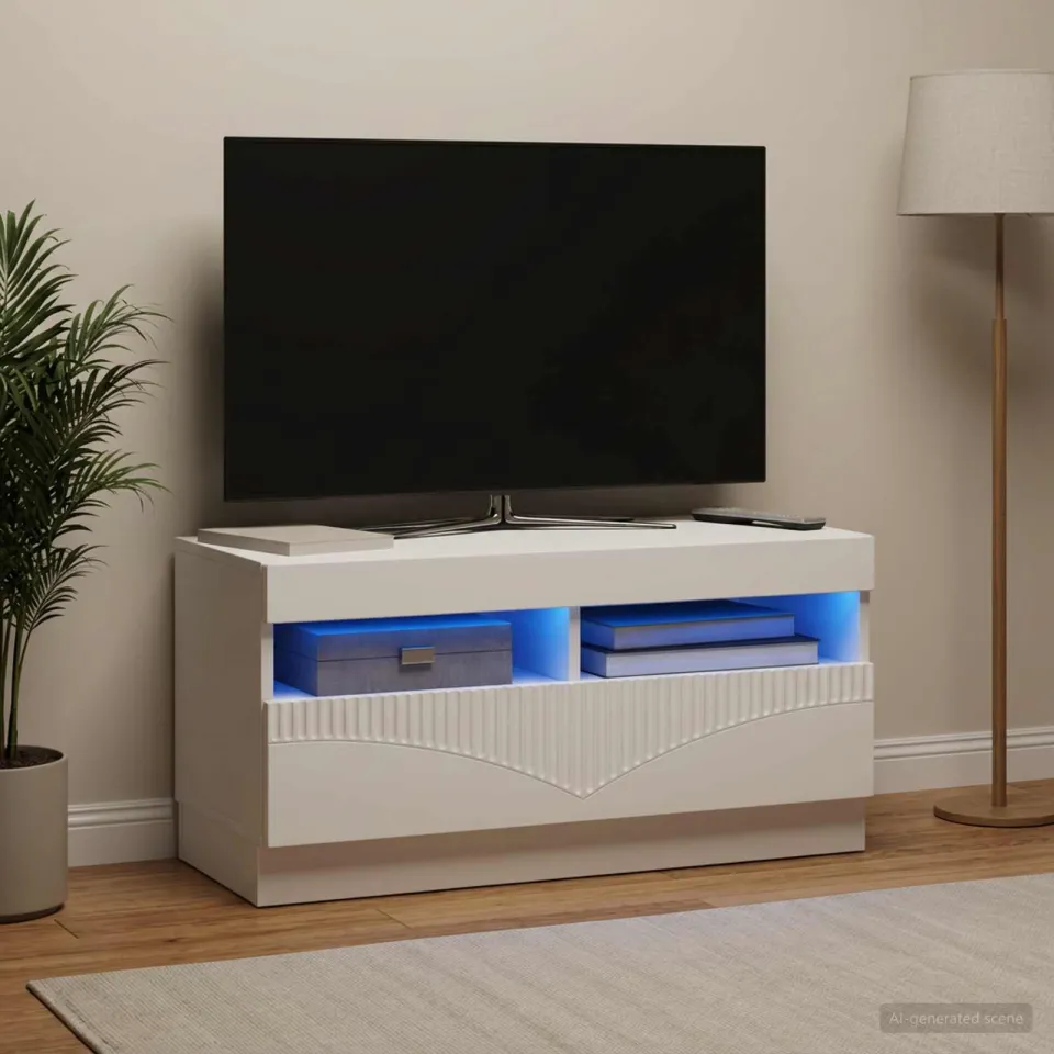 vidaXL LED tv-meubel Wit Bewerkt hout, foto 4