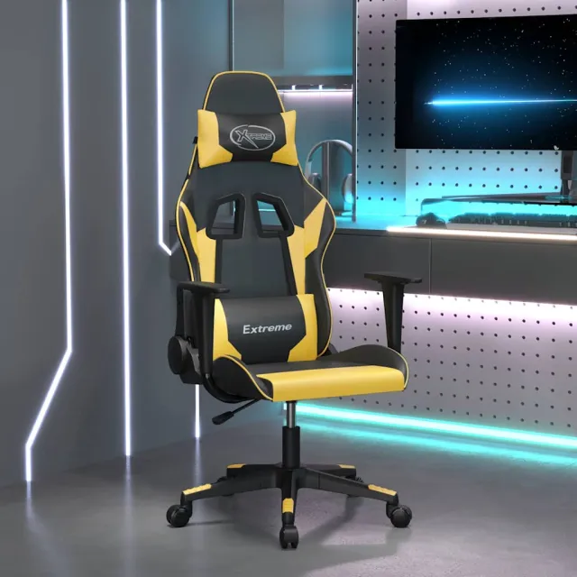 vidaXL Gamestoel kunstleer zwart en goud, foto 2