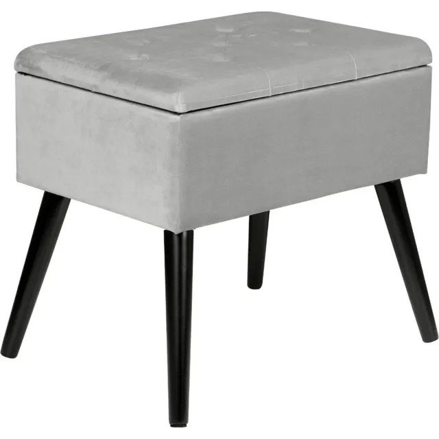 Happyment Poef met opbergruimte - Voetenbank met opberg - Opbergbox hocker - Zitkist met deskel - Black friday - Kerstcadeau Grijs