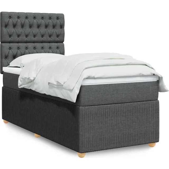 vidaXL Boxspring met matras stof donkergrijs 80x200 cm grijs