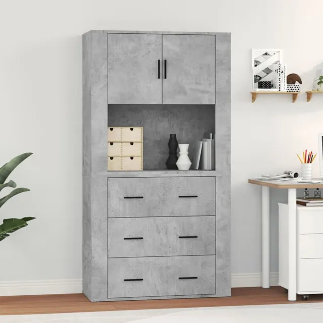 vidaXL Hoge kast bewerkt hout betongrijs