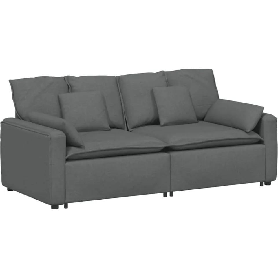 vidaXL Modulaire bank met kussens donkergrijs grijs, foto 3