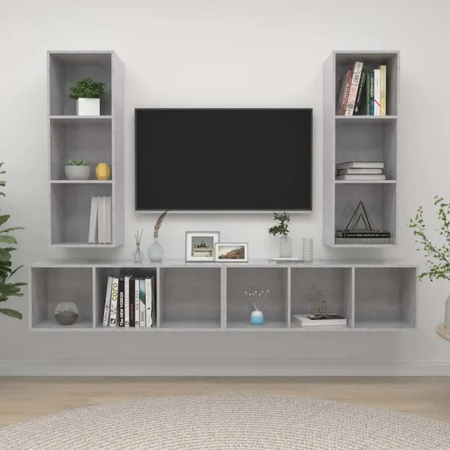 vidaXL Tv-wandmeubelen 4 st bewerkt hout betongrijs grijs, foto 2