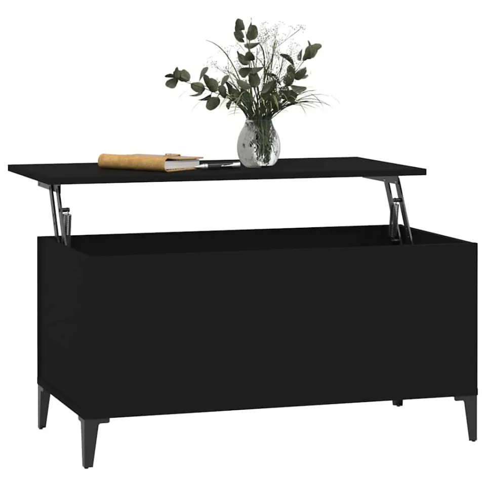 vidaXL Salontafel 90x44,5x45 cm bewerkt hout zwart, foto 4