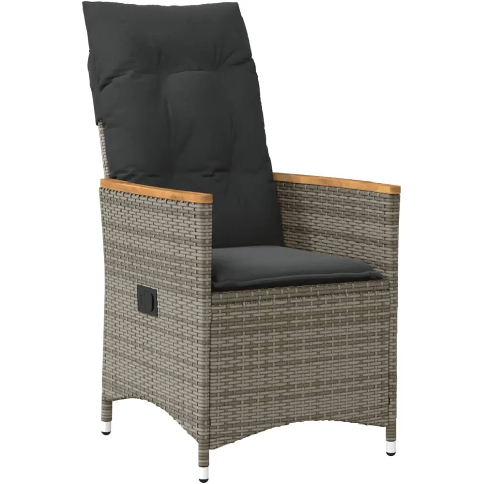 vidaXL 7-delige Tuinset met kussens poly rattan grijs