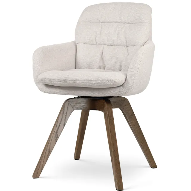Nolon Noor-Mia draaibare eetkamerstoel beige - walnoot houten onderstel