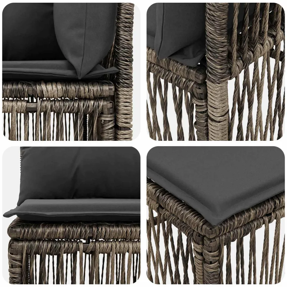 vidaXL Tuinbankenset 12 st 12-zits Grijs poly rattan, foto 4