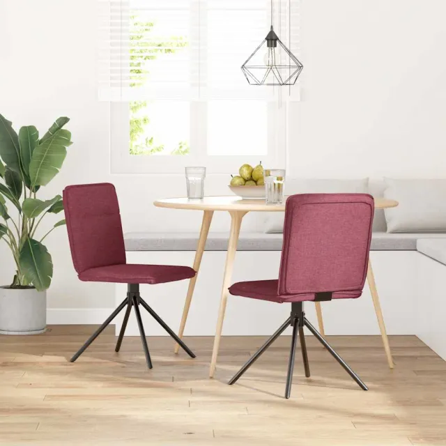 vidaXL Eetkamerstoelen 2 st stof wijnrood, foto 2