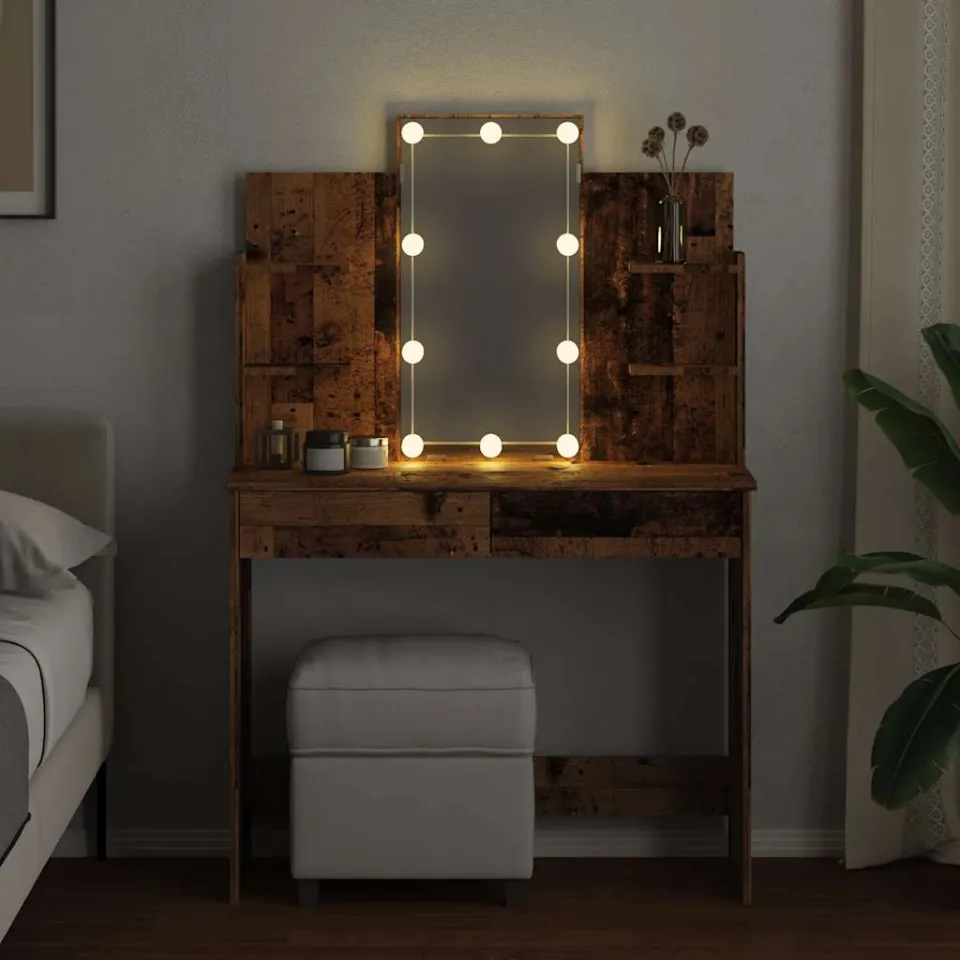 vidaXL Kaptafel met LED-verlichting 96x40x142 cm oud houtkleurig bruin, foto 3