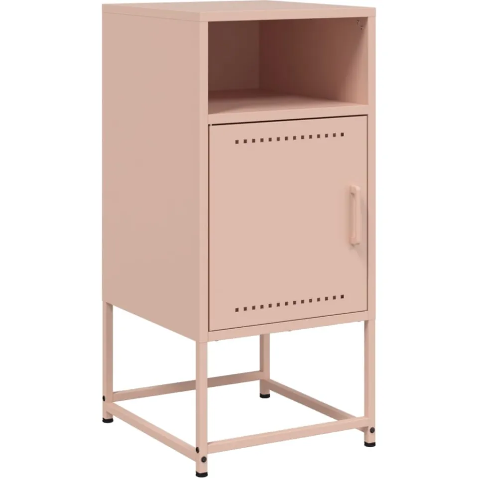vidaXL Nachtkastjes 2 st 36x39x78 cm staal roze