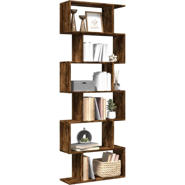 vidaXL Kamerscherm / boekenkast 6-laags 70x24x193 cm hout gerookt eik Bruin