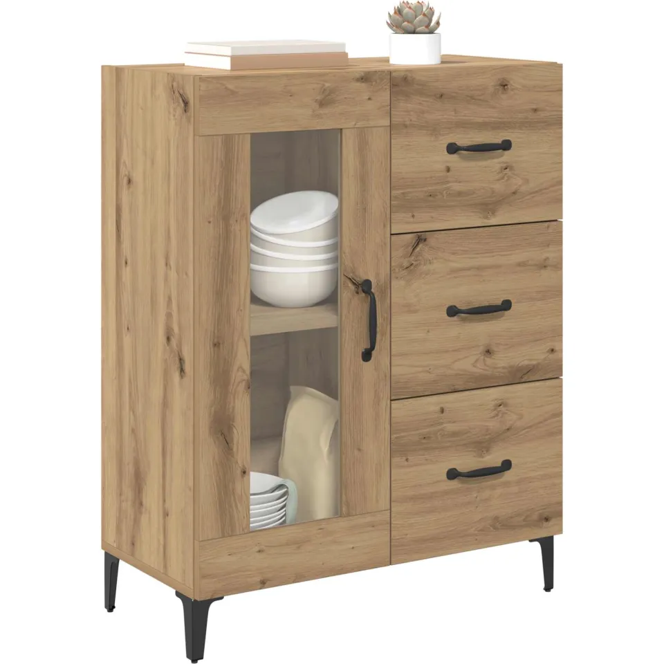 vidaXL Dressoir Artisan Eiken 69,5 x 34 x 90 cm Bruin