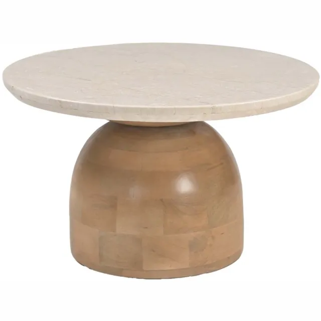 DÉJA Living Eettafel Miro Rond - Marmer/Hout - Naturel - 60x60x38cm
