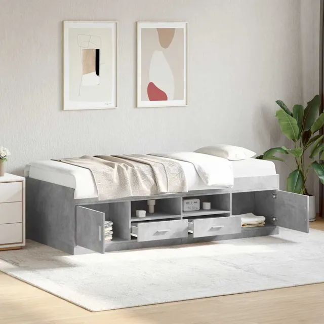 vidaXL Slaapbank met lades zonder matras 75x190 cm betongrijs