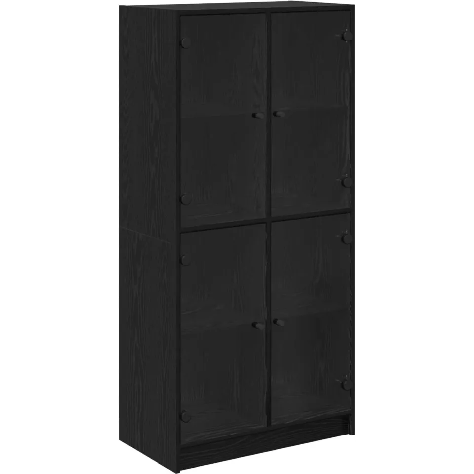 vidaXL Highboard Zwart Eiken 68 x 37 x 142 cm Bewerkt hout, foto 3